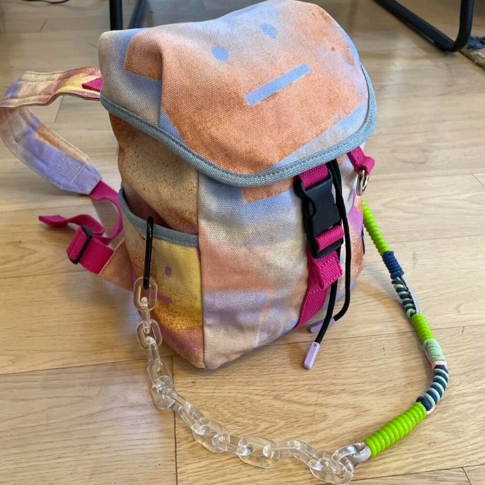 Acne Studios Face Motif Canvas Backpack